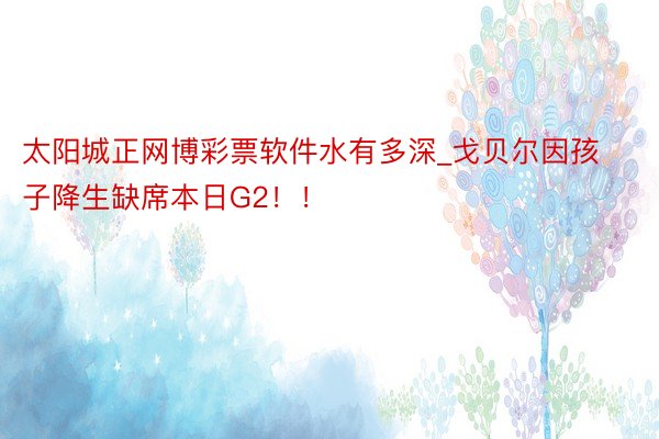 太阳城正网博彩票软件水有多深_戈贝尔因孩子降生缺席本日G2！！